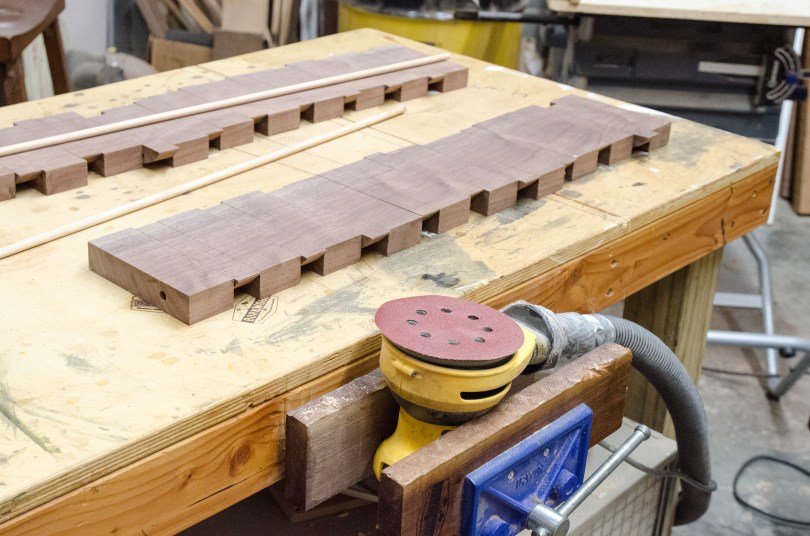 sanding a coat rack
